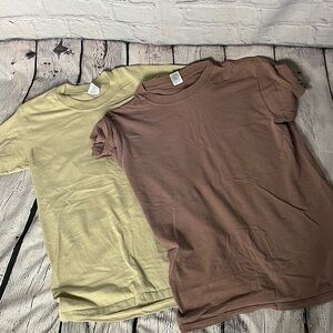 Casual Brown and Tan Women's Short Sleeve Tees